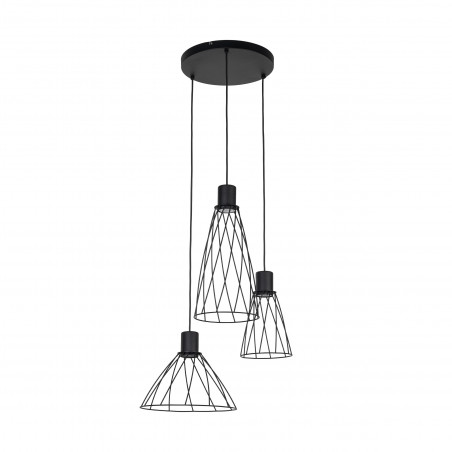 Lampa Wisząca Modesto | 3 Punkty, Czarna Metalowa - TK Lighting