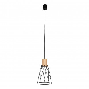 Lampa Wisząca Modesto Wood - Czarna, Loftowa | TK Lighting