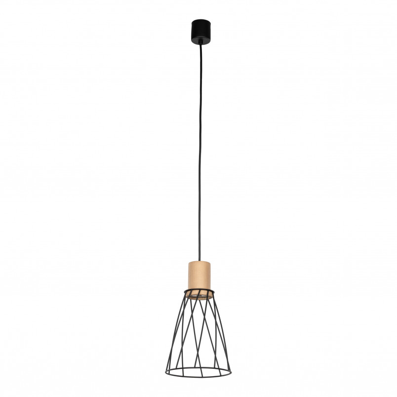 Lampa Wisząca Modesto Wood - Czarna, Loftowa | TK Lighting