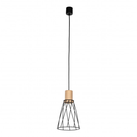 Lampa Wisząca Modesto Wood - Czarna, Loftowa | TK Lighting