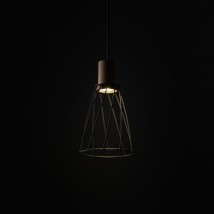 Lampa Wisząca Modesto Wood - Czarna, Loftowa | TK Lighting
