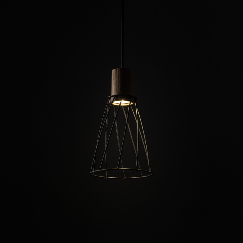 Lampa Wisząca Modesto Wood - Czarna, Loftowa | TK Lighting