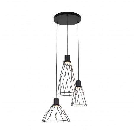 Lampa Wisząca Modesto | 3 Punkty, Czarna Metalowa - TK Lighting