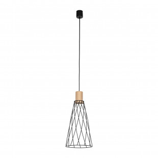 Lampa Modesto Wood - Loftowa lampa wisząca czarna TK Lighting