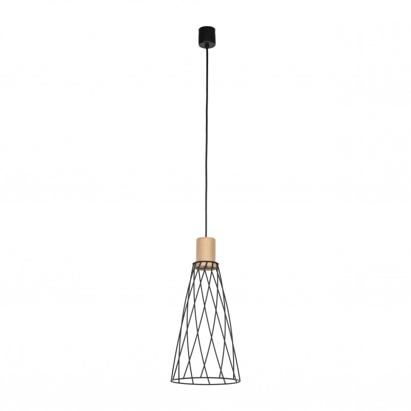 Lampa Modesto Wood - Loftowa lampa wisząca czarna TK Lighting