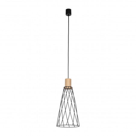 Lampa Modesto Wood - Loftowa lampa wisząca czarna TK Lighting