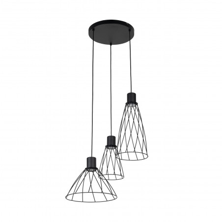 Lampa Wisząca Modesto | 3 Punkty, Czarna Metalowa - TK Lighting