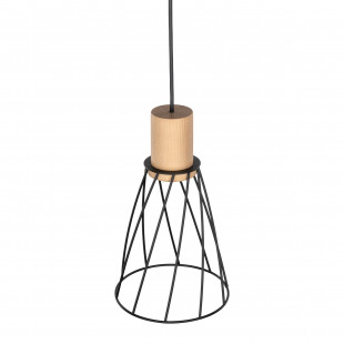 Lampa Wisząca Modesto Wood - Czarna, Loftowa | TK Lighting