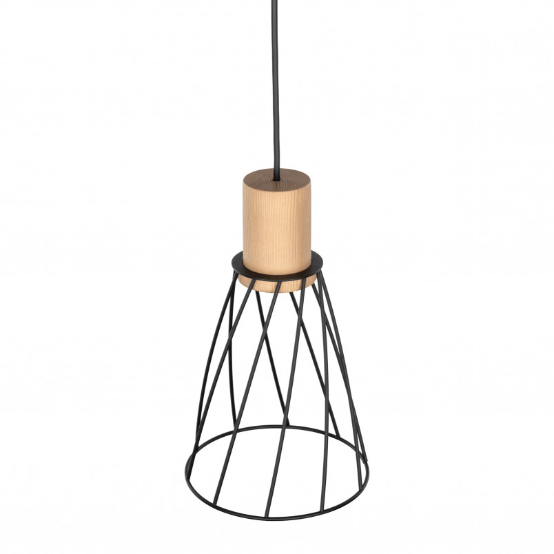 Lampa Wisząca Modesto Wood - Czarna, Loftowa | TK Lighting