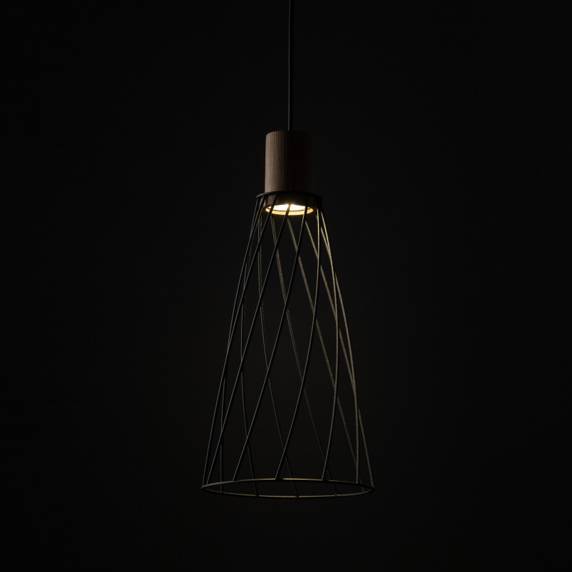 Lampa Modesto Wood - Loftowa lampa wisząca czarna TK Lighting