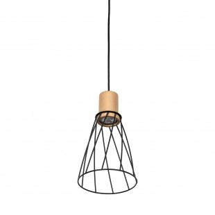 Lampa Wisząca Modesto Wood - Czarna, Loftowa | TK Lighting