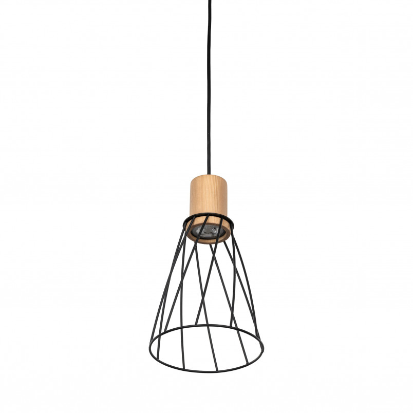 Lampa Wisząca Modesto Wood - Czarna, Loftowa | TK Lighting