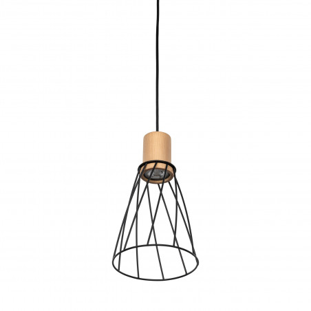 Lampa Wisząca Modesto Wood - Czarna, Loftowa | TK Lighting