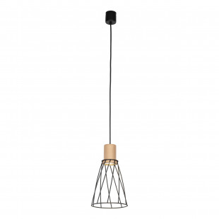 Lampa Wisząca Modesto Wood - Czarna, Loftowa | TK Lighting
