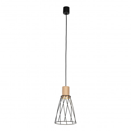 Lampa Wisząca Modesto Wood - Czarna, Loftowa | TK Lighting