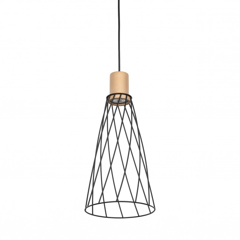 Lampa Modesto Wood - Loftowa lampa wisząca czarna TK Lighting