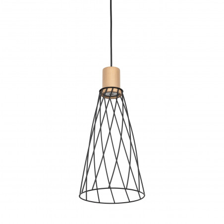 Lampa Modesto Wood - Loftowa lampa wisząca czarna TK Lighting