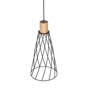 Lampa Modesto Wood - Loftowa lampa wisząca czarna TK Lighting