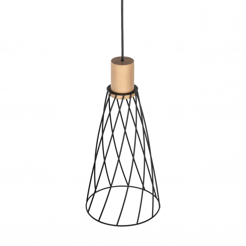 Lampa Modesto Wood - Loftowa lampa wisząca czarna TK Lighting