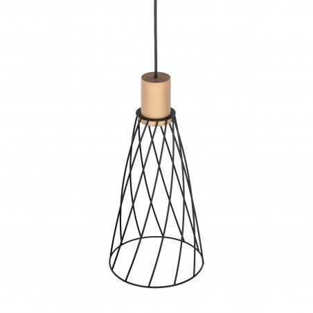 Lampa Modesto Wood - Loftowa lampa wisząca czarna TK Lighting
