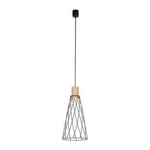 Lampa Modesto Wood - Loftowa lampa wisząca czarna TK Lighting