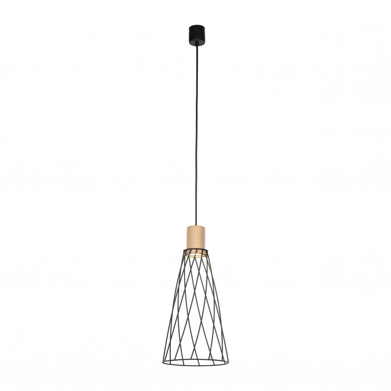 Lampa Modesto Wood - Loftowa lampa wisząca czarna TK Lighting