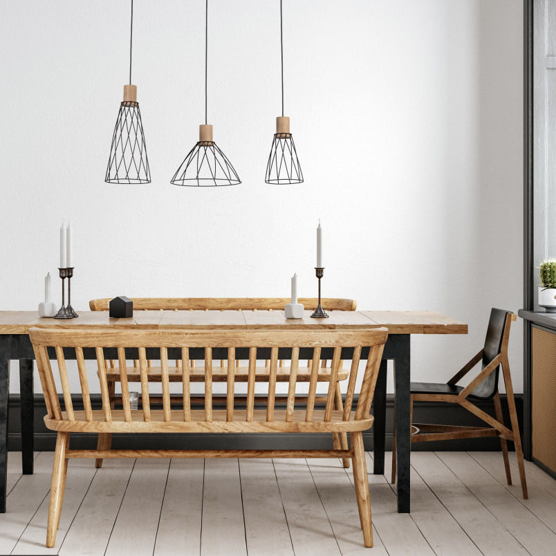 Lampa Wisząca Modesto Wood - 3 punkty, Loft, TK Lighting