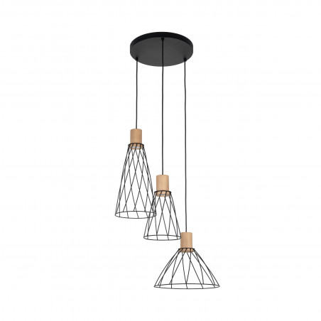 Lampa Wisząca Modesto Wood - 3 punkty, Loft, TK Lighting