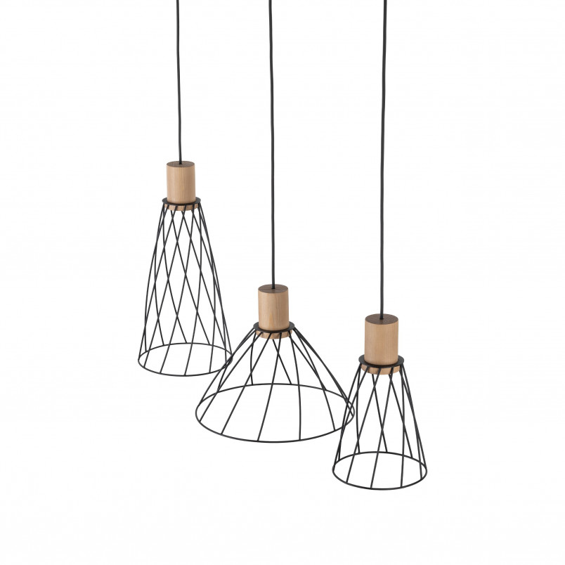 Lampa Wisząca Modesto Wood - 3 punkty, Loft, TK Lighting