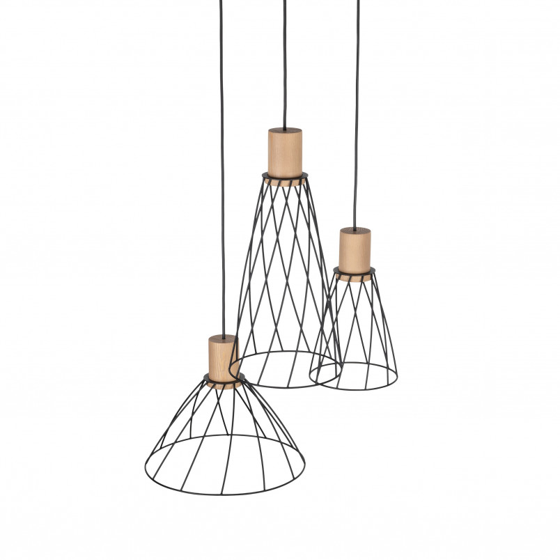 Lampa Wisząca Modesto Wood - 3 punkty, Loft, TK Lighting
