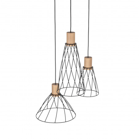 Lampa Wisząca Modesto Wood - 3 punkty, Loft, TK Lighting