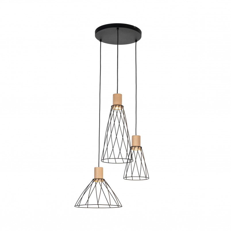 Lampa Wisząca Modesto Wood - 3 punkty, Loft, TK Lighting