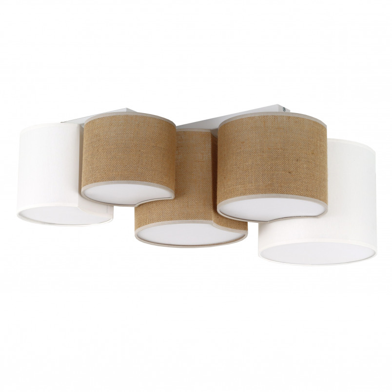 Plafon Boho Mona | TK Lighting - Juta/Biały | 5 punktów
