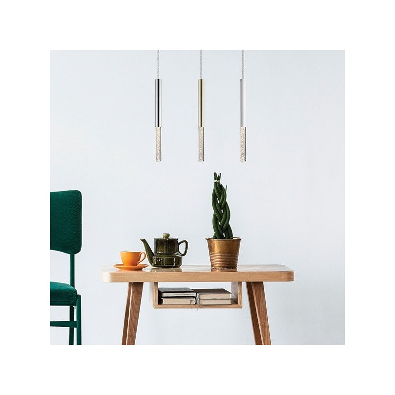 Lampa wisząca ZumaLine One: Złota tuba LED - Glamour