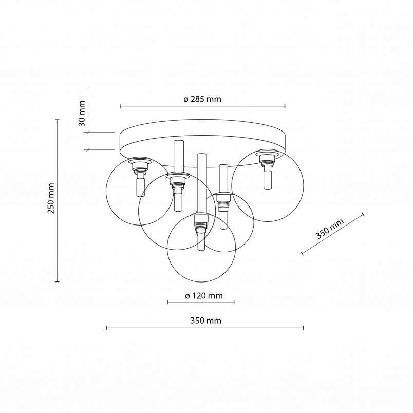 Plafon szklany 5 kul Nilos TK Lighting | Lampa sufitowa