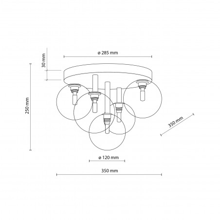 Plafon szklany 5 kul Nilos TK Lighting | Lampa sufitowa