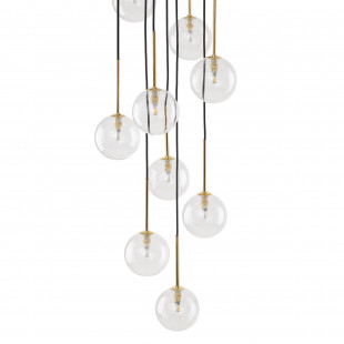 Lampa wisząca / żyrandol szklany 10 kul Nilos 42cm przeźroczysty / złoty / czarny TK Lighting