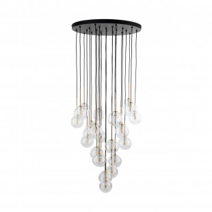 Lampa wisząca / żyrandol szklany 26 kul Nilos 62cm przeźroczysty / złoty / czarny TK Lighting