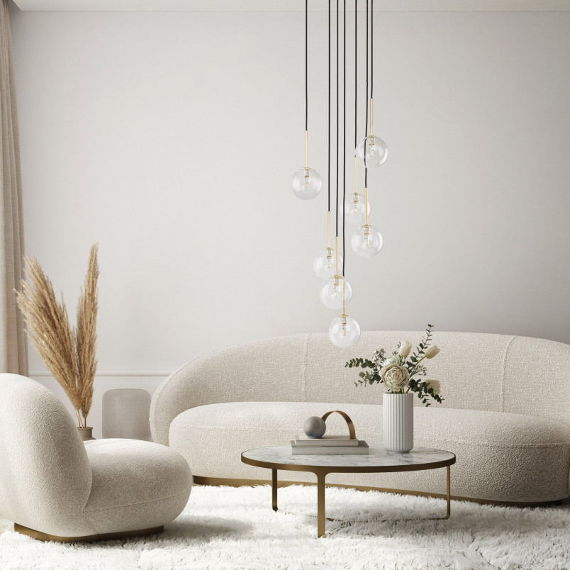 Lampa wisząca szklana 7 kul Nilos TK Lighting | Elegancki żyrandol