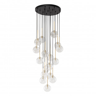 Lampa wisząca / żyrandol szklany 17 kul Nilos 52cm przeźroczysty / złoty / czarny TK Lighting