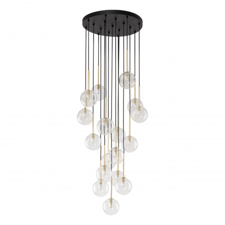 Lampa Wisząca Nilos 17 Kul | Szkło Przezroczyste/Złote/Czarny | TK Lighting