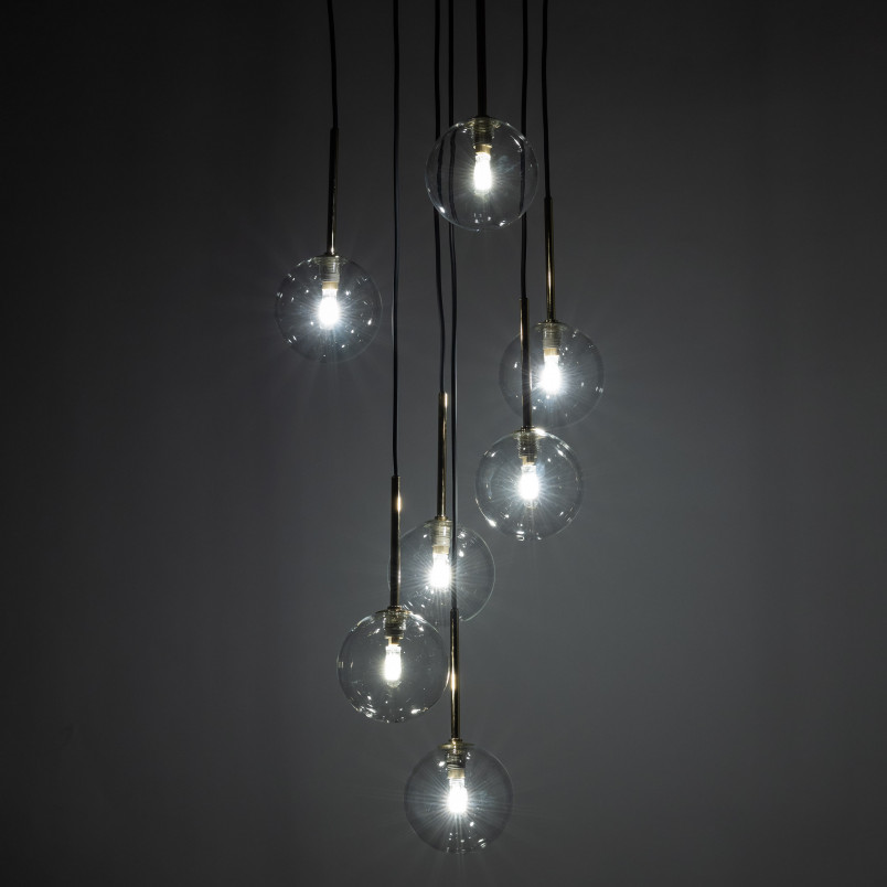 Lampa wisząca szklana 7 kul Nilos TK Lighting | Elegancki żyrandol