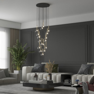 Lampa wisząca / żyrandol szklany 17 kul Nilos 52cm przeźroczysty / złoty / czarny TK Lighting