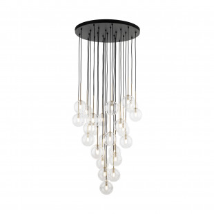 Lampa wisząca / żyrandol szklany 26 kul Nilos 62cm przeźroczysty / złoty / czarny TK Lighting
