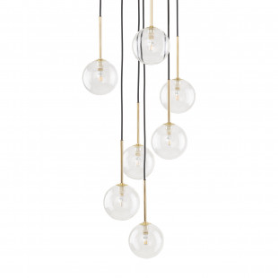 Lampa wisząca / żyrandol szklany 7 kul Nilos 37cm przeźroczysty / złoty / czarny TK Lighting