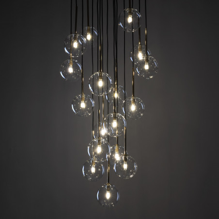 Lampa Wisząca Nilos 17 Kul | Szkło Przezroczyste/Złote/Czarny | TK Lighting