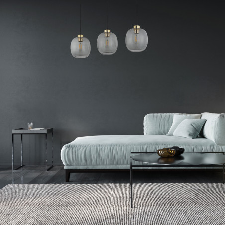 Lampa Wisząca Szklana Omega III | TK Lighting - Grafitowa, 84cm