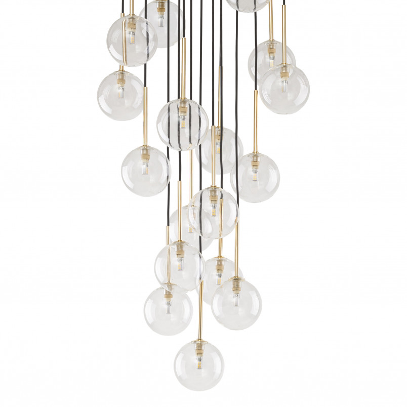 Lampa Wisząca Nilos 17 Kul | Szkło Przezroczyste/Złote/Czarny | TK Lighting