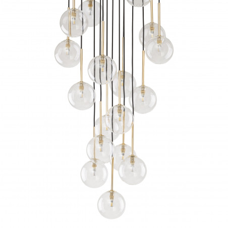 Lampa Wisząca Nilos 17 Kul | Szkło Przezroczyste/Złote/Czarny | TK Lighting