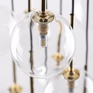 Lampa Wisząca Nilos 17 Kul | Szkło Przezroczyste/Złote/Czarny | TK Lighting
